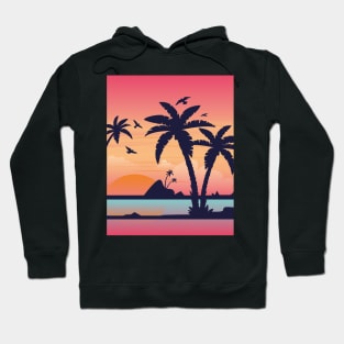 Sunset at beach - Hand drawn Hoodie